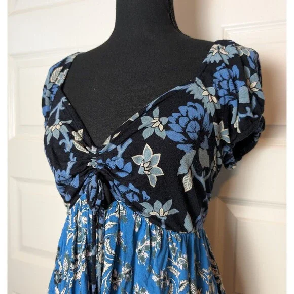 Free People Size L Blouse La Bamba Floral Paisley Baby Doll Y2K Boho Whimsigoth - Picture 3 of 10